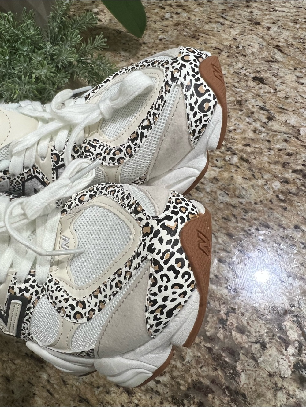 🔥Viral🐆 New Balance 9060 White and Black Leopard-Print Chunky Sneakers - Picture 9 of 13